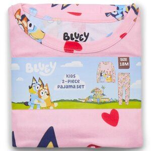 BLUEY TODDLER GIRL NEW PINK VALENTINE'S DAY CHARACTER PAJAMA SET (2 PIECE) 18M